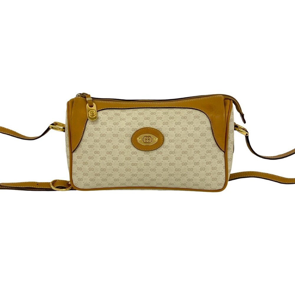 GUCCI Old Gucci Micro GG Logo Pattern Leather Shoulder Bag with Hardware, Cam... - Picture 1 of 9